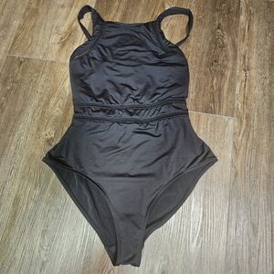 Sea Level Swim High Neck Womens 0ne Piece Swimsuit Sz 16 Black